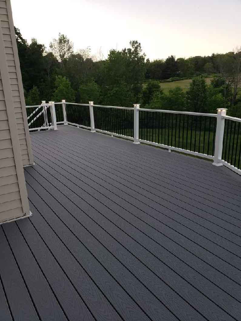 Trex Decking with Fairway Railing System, Post Lights, & Toe Kick