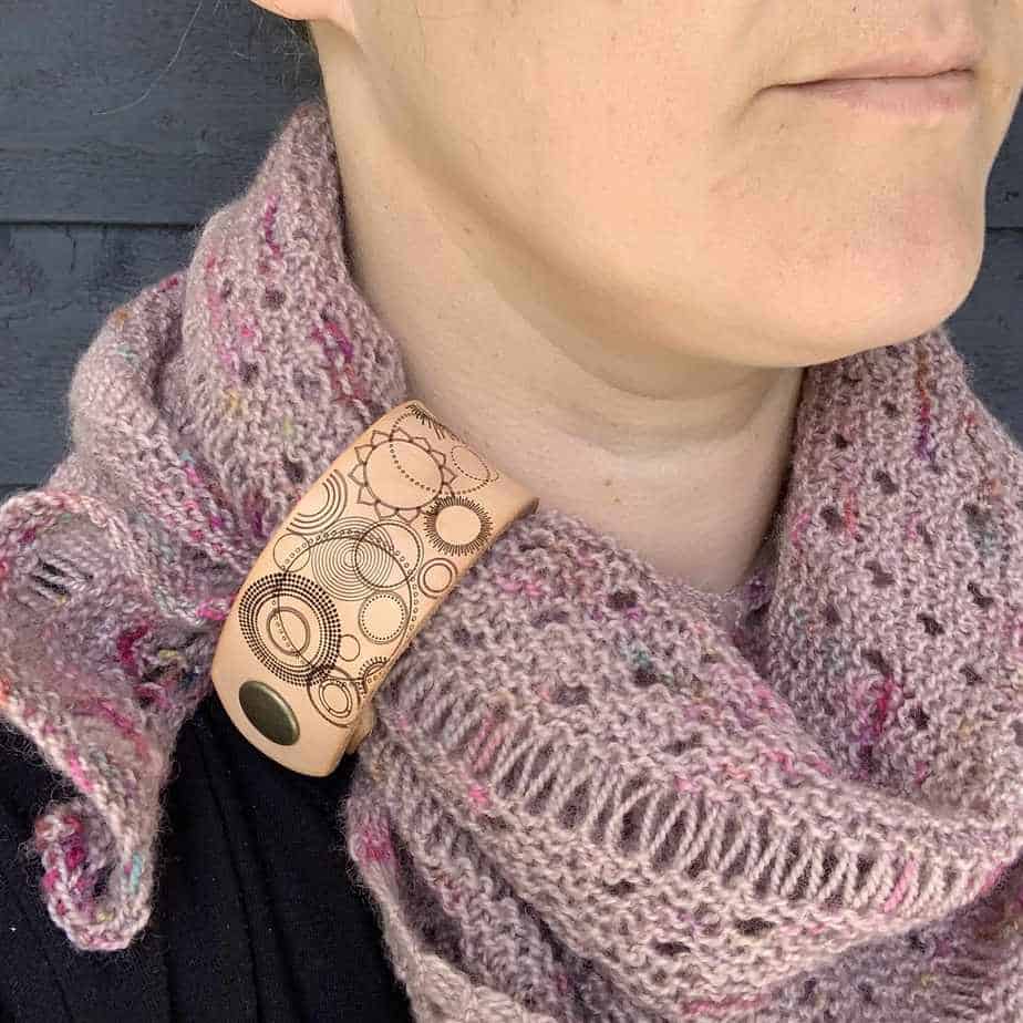 Leather Shawl Cuff Circles Snowy Thistle Knits