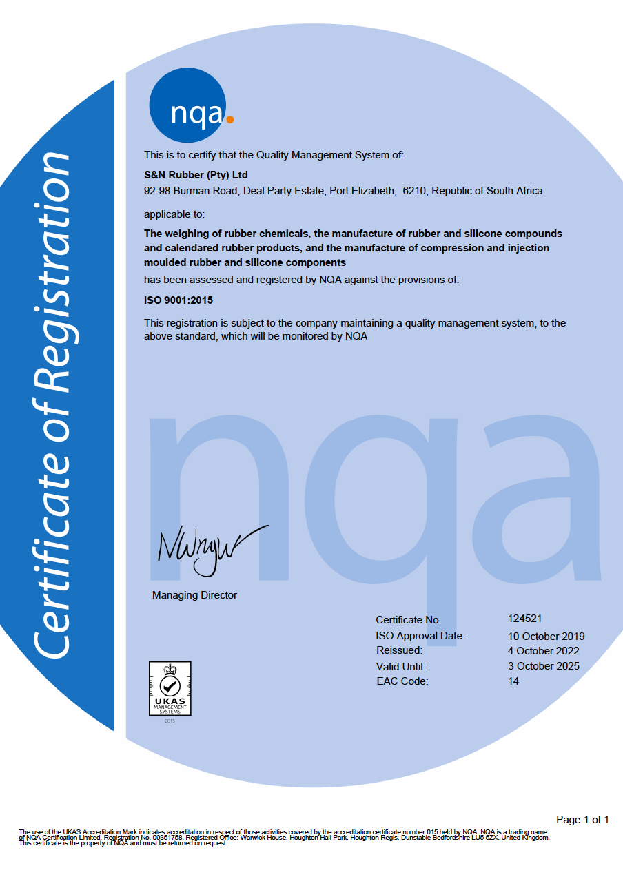 ISO Certificate Rubber Compounds Rubber Components Silicone