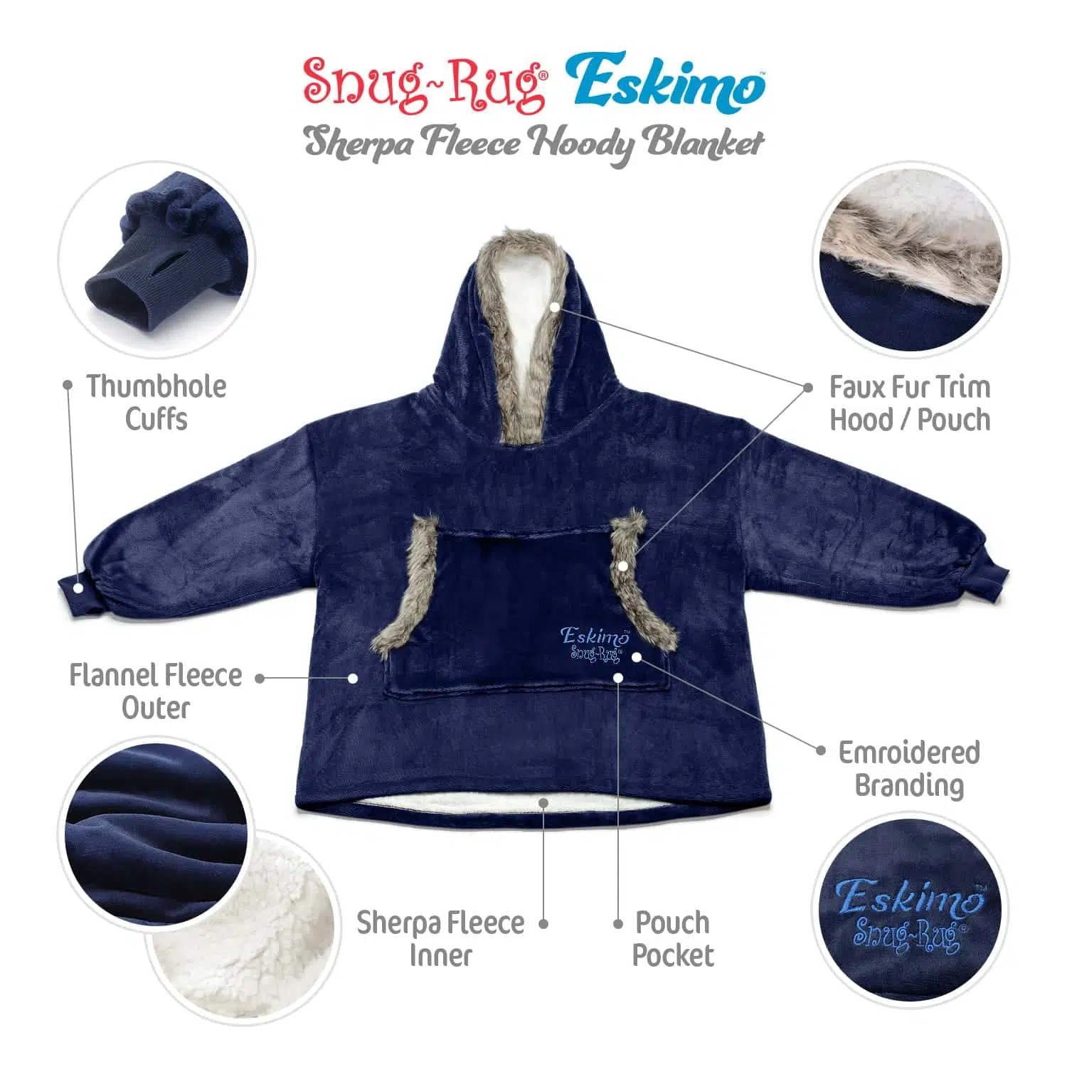 SnugRug Eskimo Hoodie Blanket Stay Warm Like an Eskimo