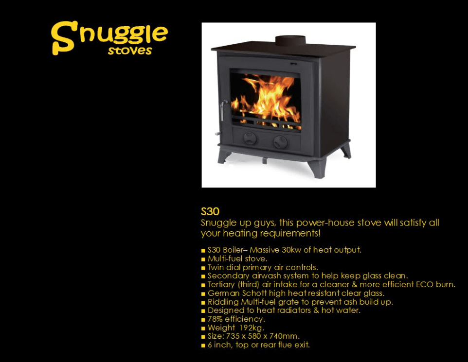 S30 Model With Boiler Snuggle Stoves