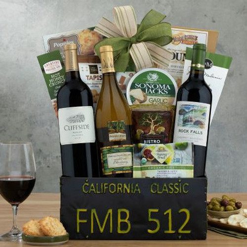 California Classic Trio Wine Gift Basket So Fly