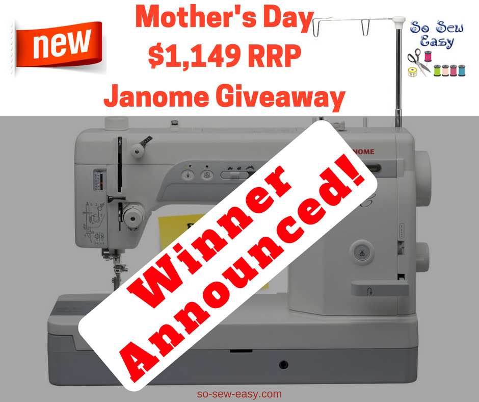 Winner Announced! 1,149 Janome Sewing Machine Giveaway So Sew Easy