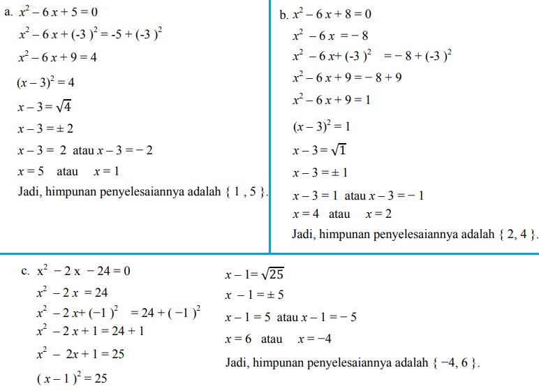 Persamaan Kuadrat Sempurna Dari X25X24=0