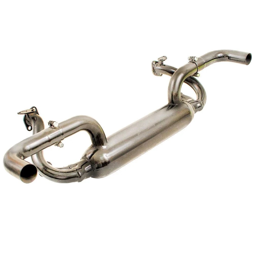 TriMil Euro TwoTip Exhaust System with Heat Risers, Raw Steel Finish