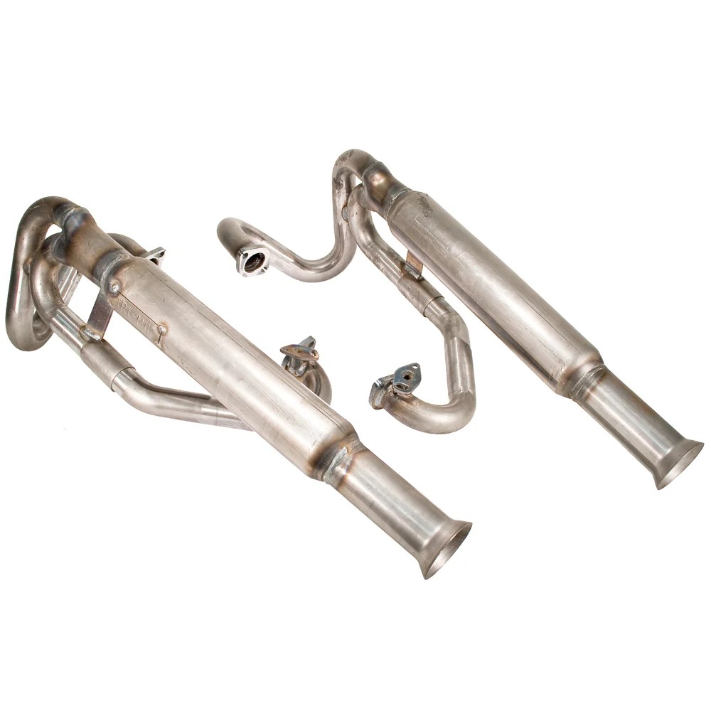 TriMil Bazookas Exhaust System with Flared Tips & Heat Risers, Raw Steel Finish TriMil