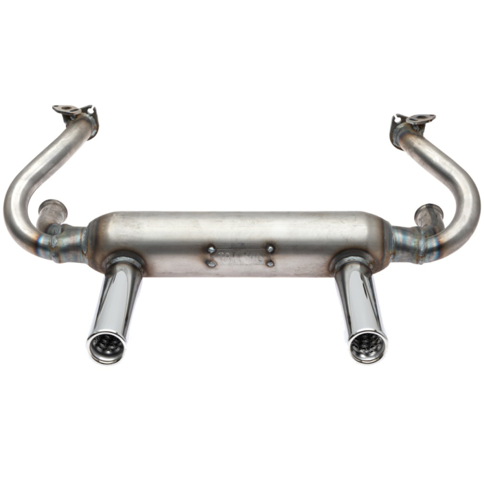 TriMil Euro TwoTip Exhaust System with Heat Risers, Raw Steel Finish
