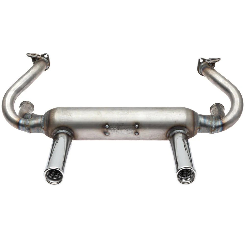 TriMil Euro TwoTip Exhaust System with Heat Risers, Raw Steel Finish