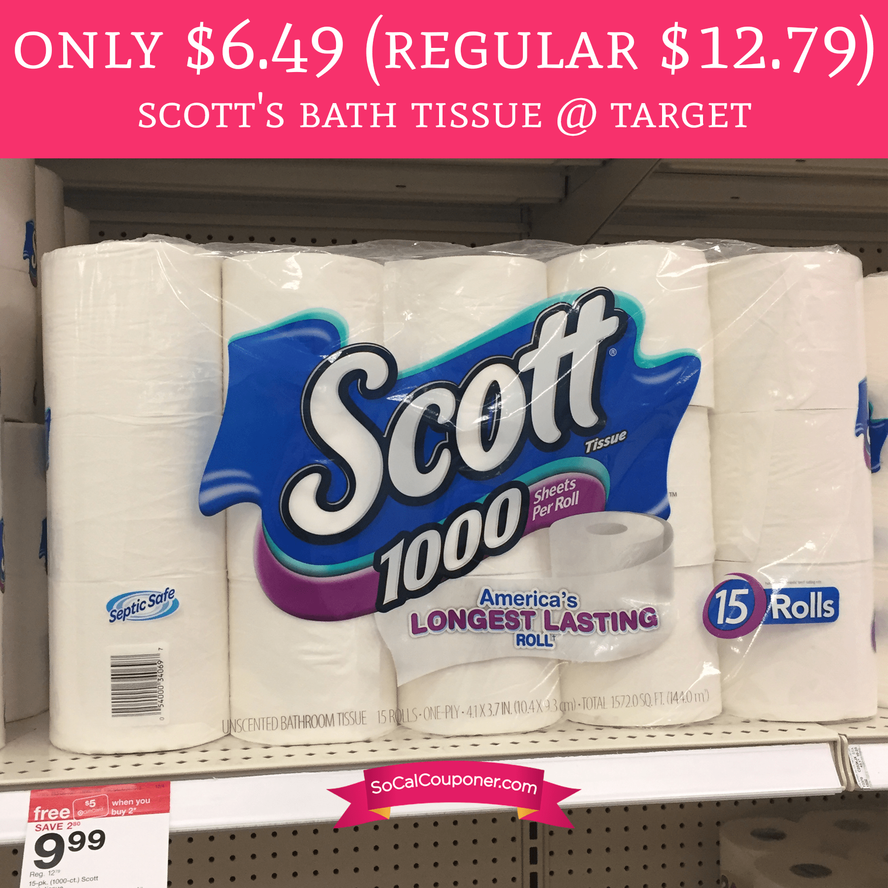Only 6.49 (Regular 12.79) Scott's Bath Tissue Target Until 12/10