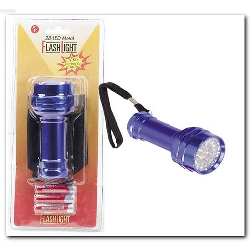 Flashlight - 28-LED Non-Rolling Blue Aluminum Body - Unishield
