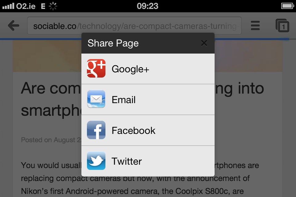 Google Chrome for iOS adds native share buttons