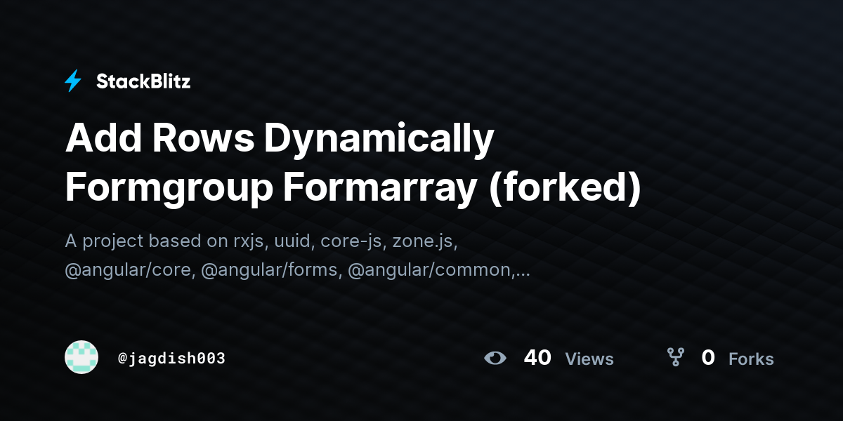 Add Rows Dynamically Formgroup Formarray (forked) StackBlitz