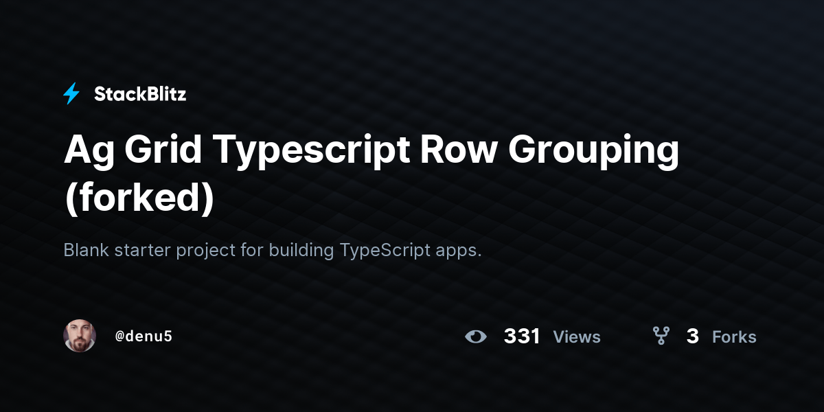 Ag Grid Typescript Row Grouping (forked) StackBlitz
