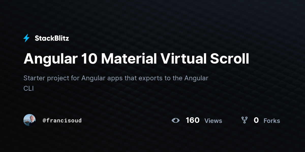 Angular 10 Material Virtual Scroll StackBlitz