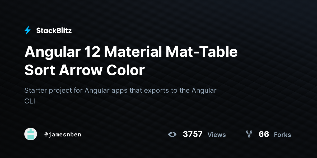 Angular 12 Material MatTable Sort Arrow Color StackBlitz