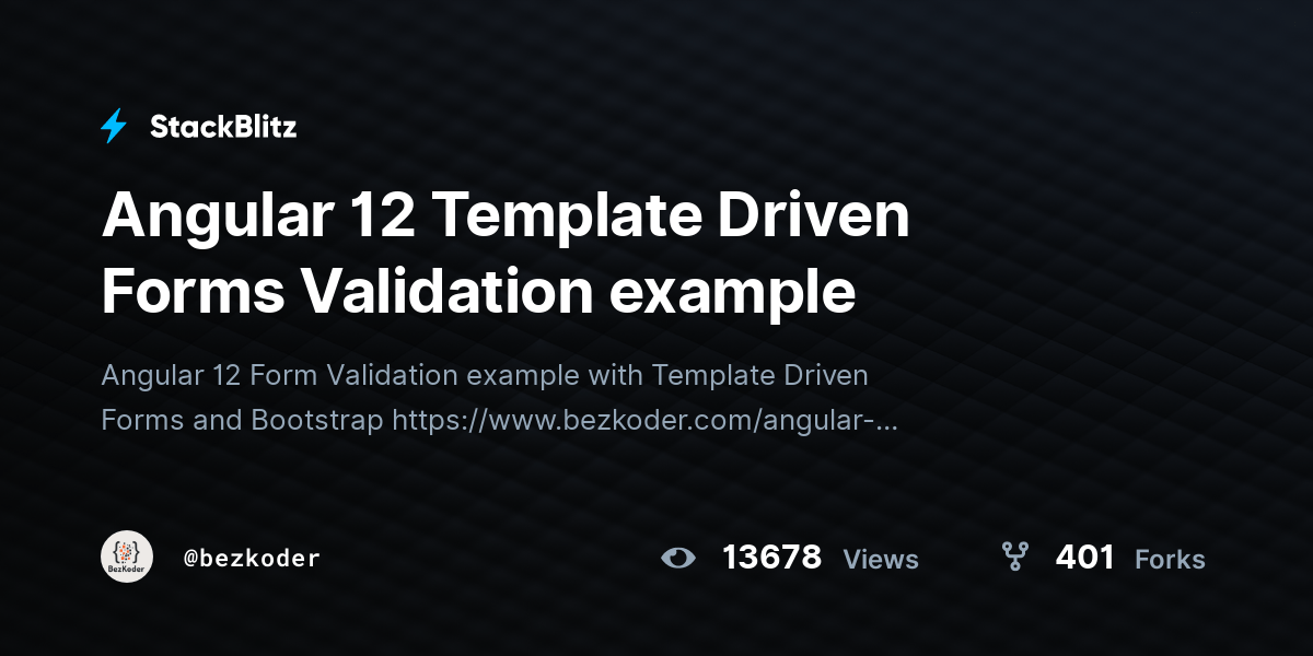 Angular 12 Template Driven Forms Validation example StackBlitz