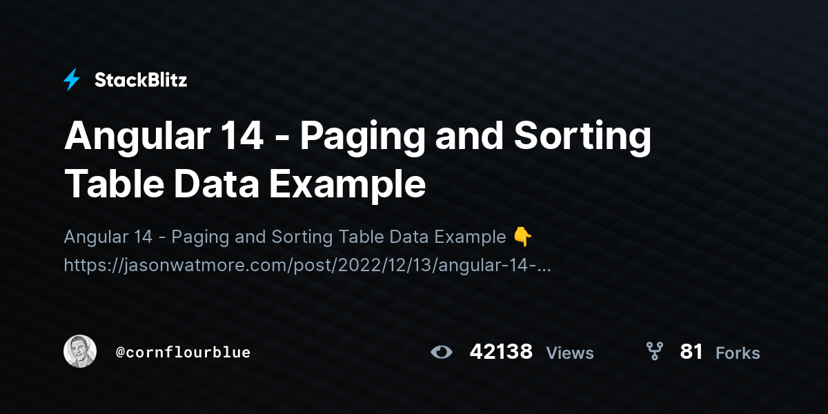 Angular 14 Paging and Sorting Table Data Example StackBlitz