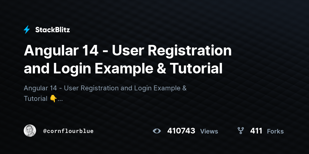 Angular 14 User Registration and Login Example & Tutorial StackBlitz