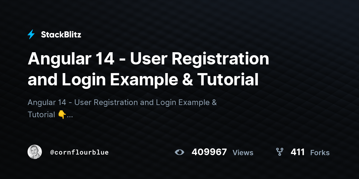 Angular 14 User Registration and Login Example & Tutorial StackBlitz
