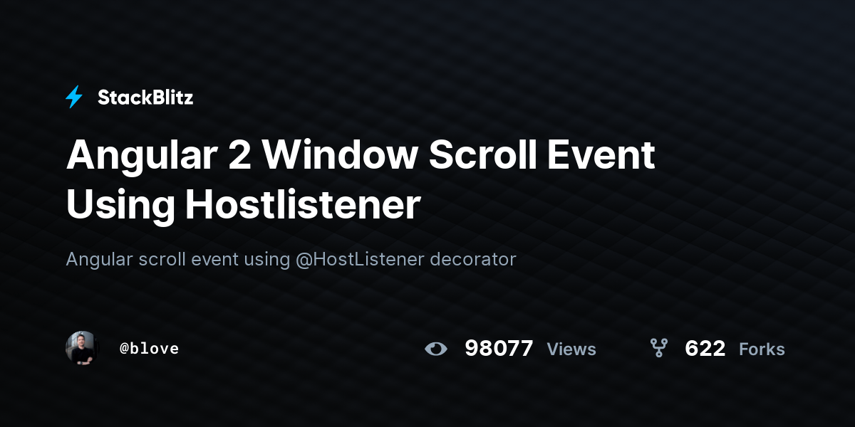 Angular 2 Window Scroll Event Using Hostlistener StackBlitz