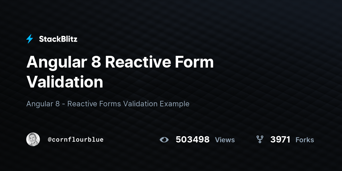 Angular 8 Reactive Form Validation StackBlitz