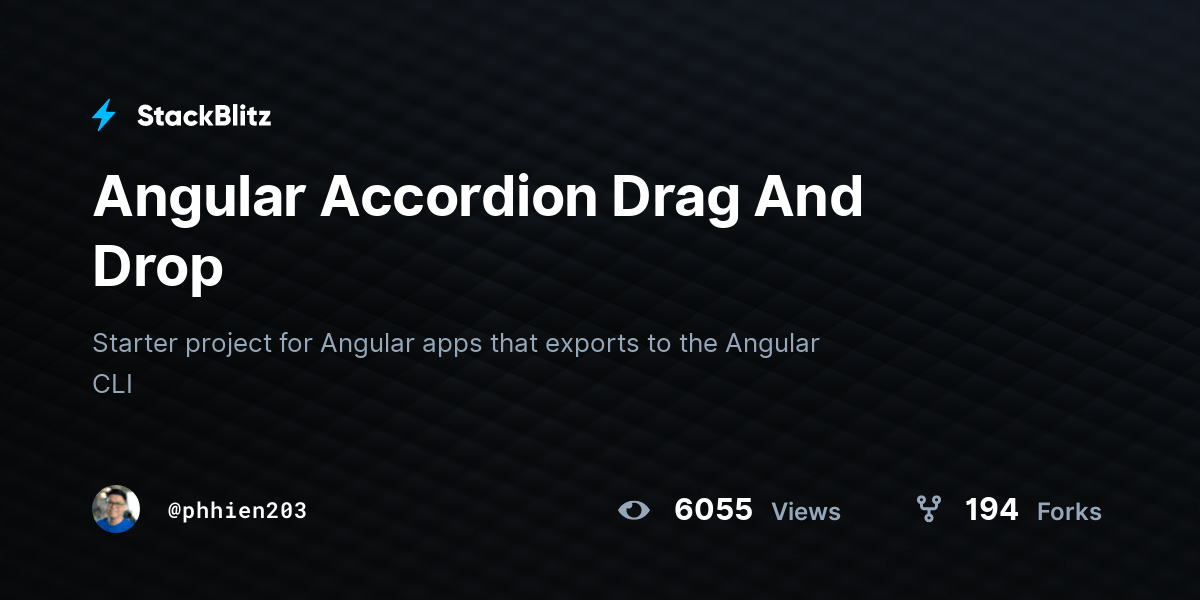 Angular Accordion Drag And Drop StackBlitz
