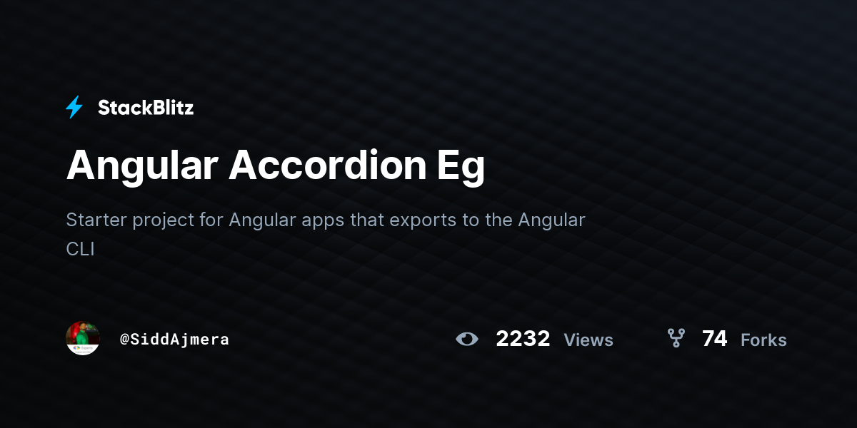 Angular Accordion Eg StackBlitz
