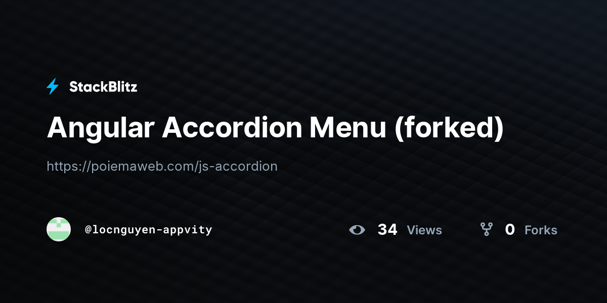 Angular Accordion Menu (forked) StackBlitz