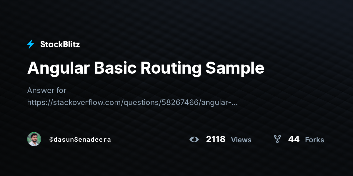 Angular Basic Routing Sample StackBlitz