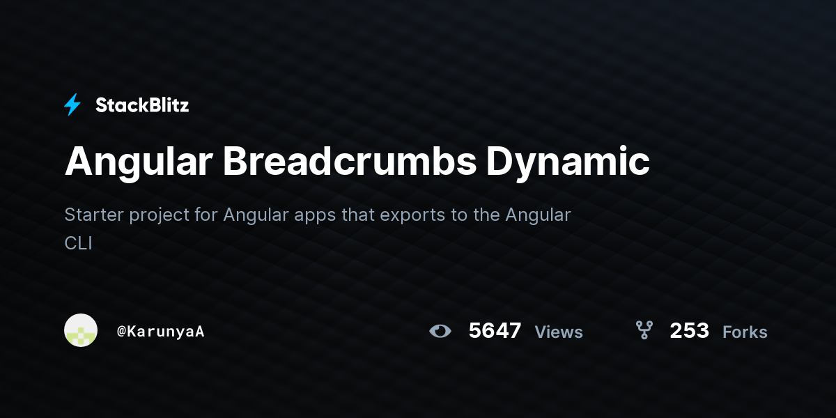 Angular Breadcrumbs Dynamic StackBlitz
