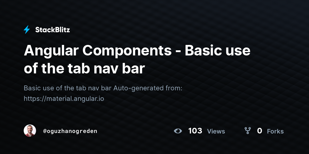 Angular Components Basic use of the tab nav bar StackBlitz
