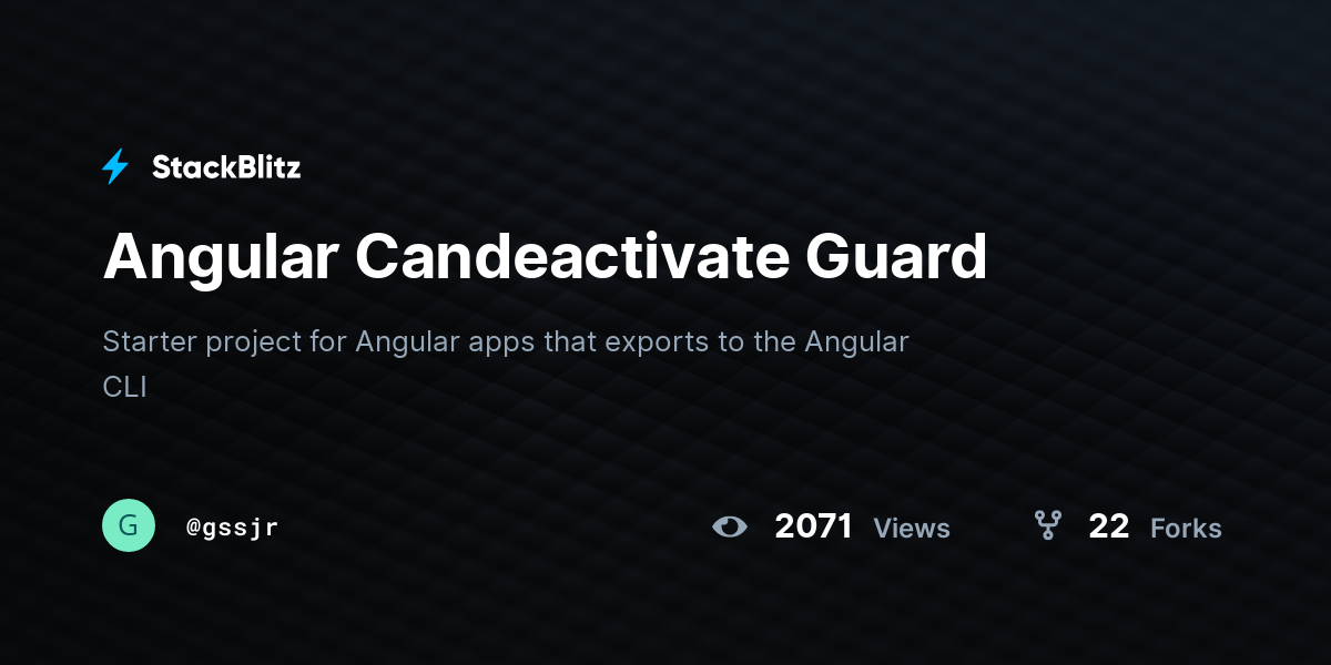Angular Candeactivate Guard StackBlitz