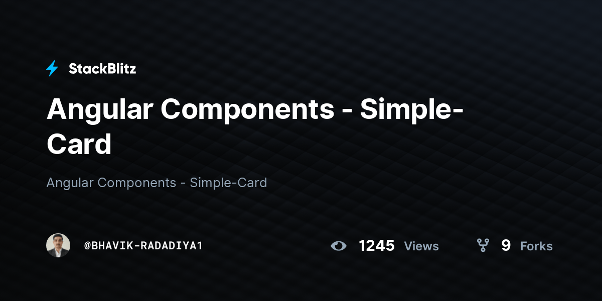 Angular Components SimpleCard StackBlitz