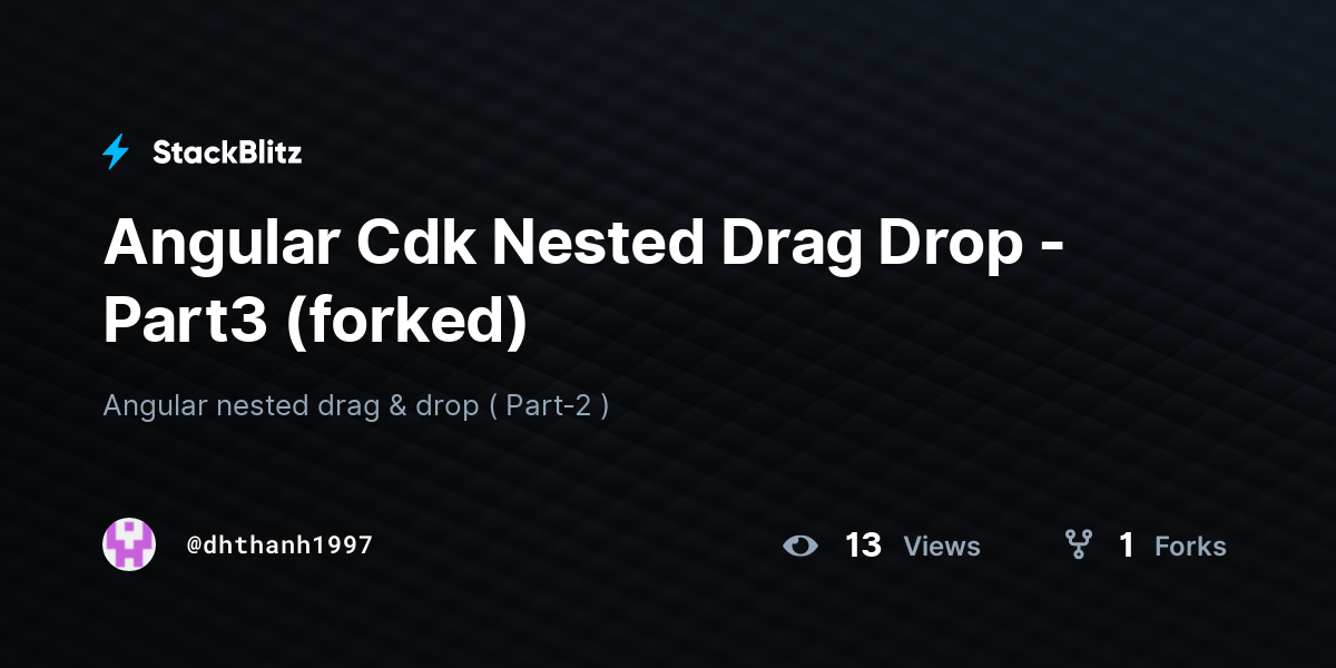 Angular Cdk Nested Drag Drop Part3 (forked) StackBlitz