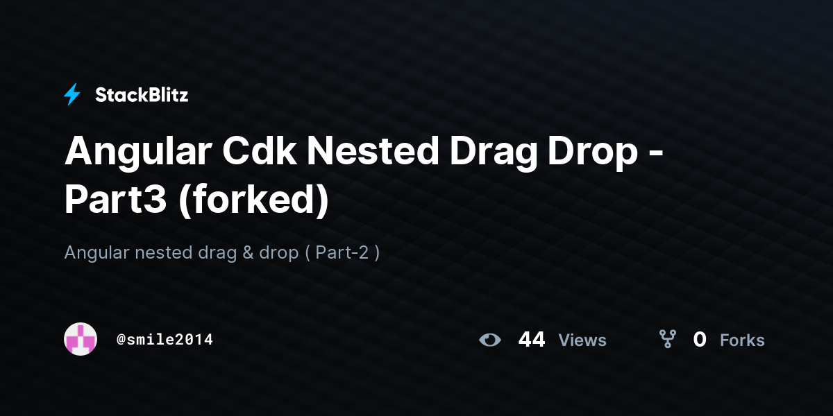 Angular Cdk Nested Drag Drop Part3 (forked) StackBlitz