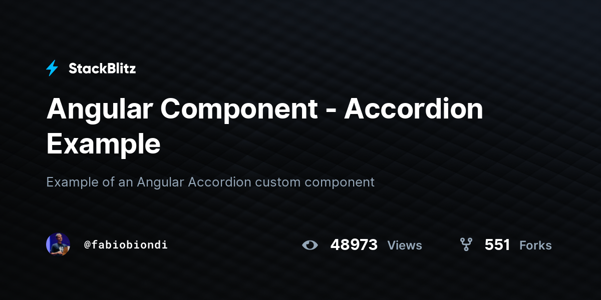 Angular Component Accordion Example StackBlitz