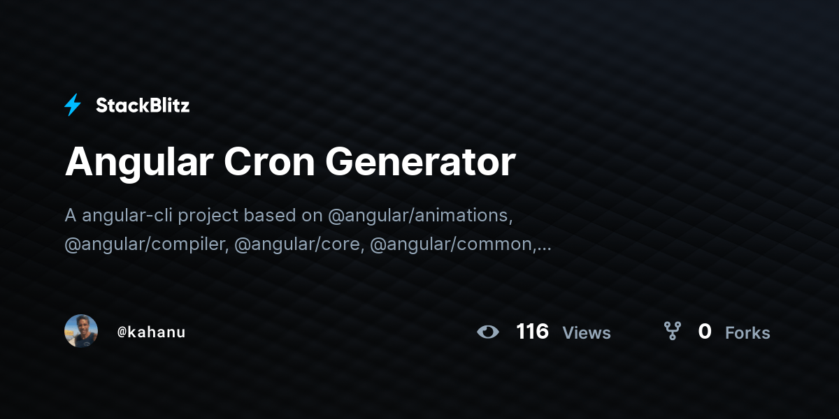 Angular Cron Generator StackBlitz