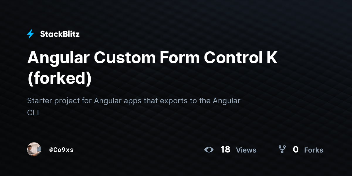 Angular Custom Form Control K (forked) StackBlitz