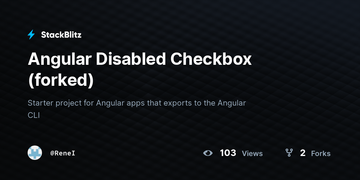 Angular Disabled Checkbox (forked) StackBlitz