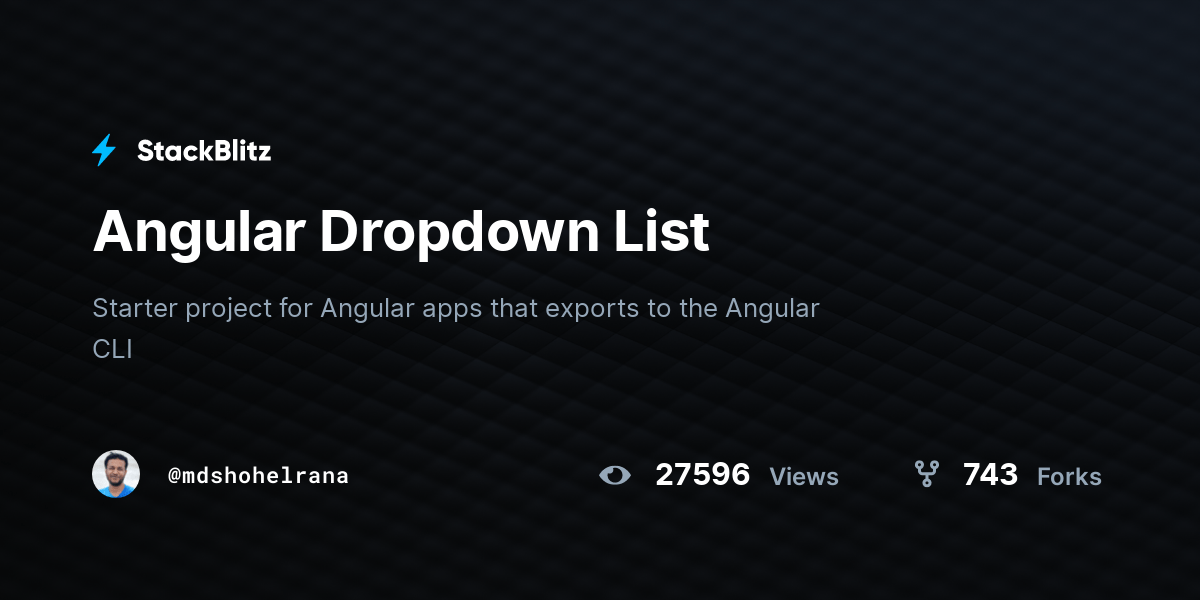Angular Dropdown List StackBlitz