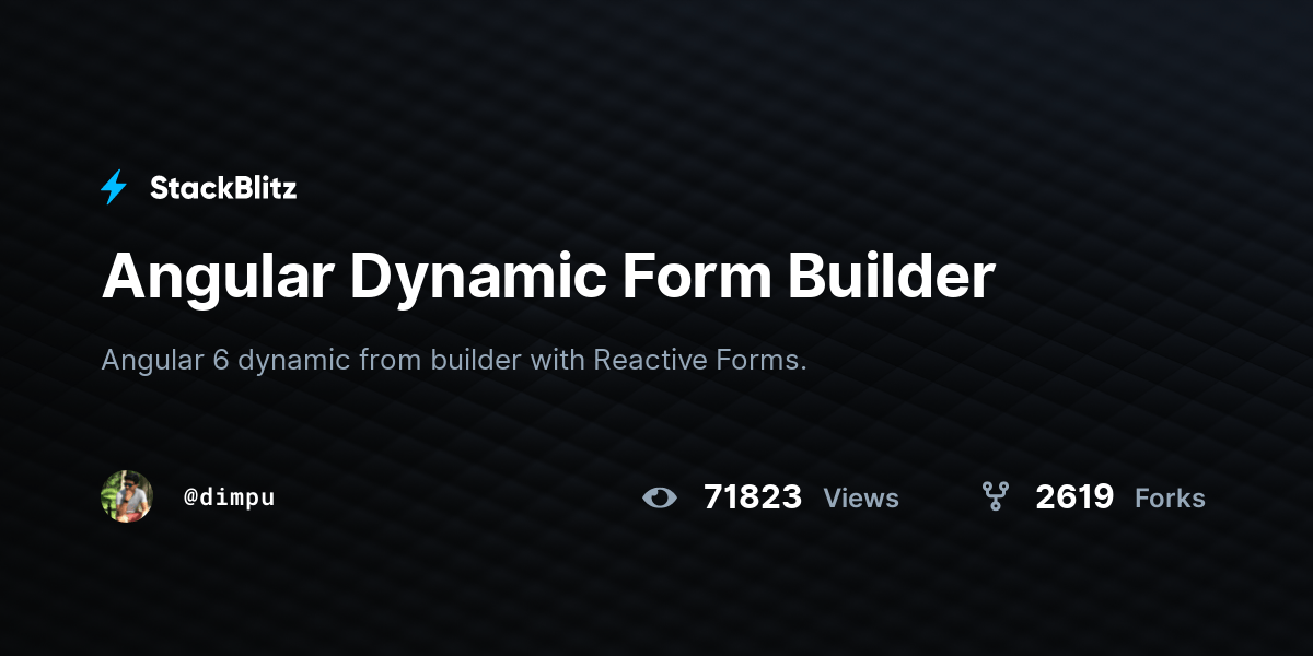 Angular Dynamic Form Builder StackBlitz
