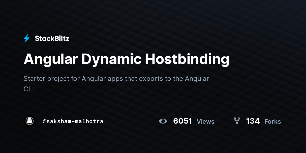 Angular Dynamic Hostbinding StackBlitz