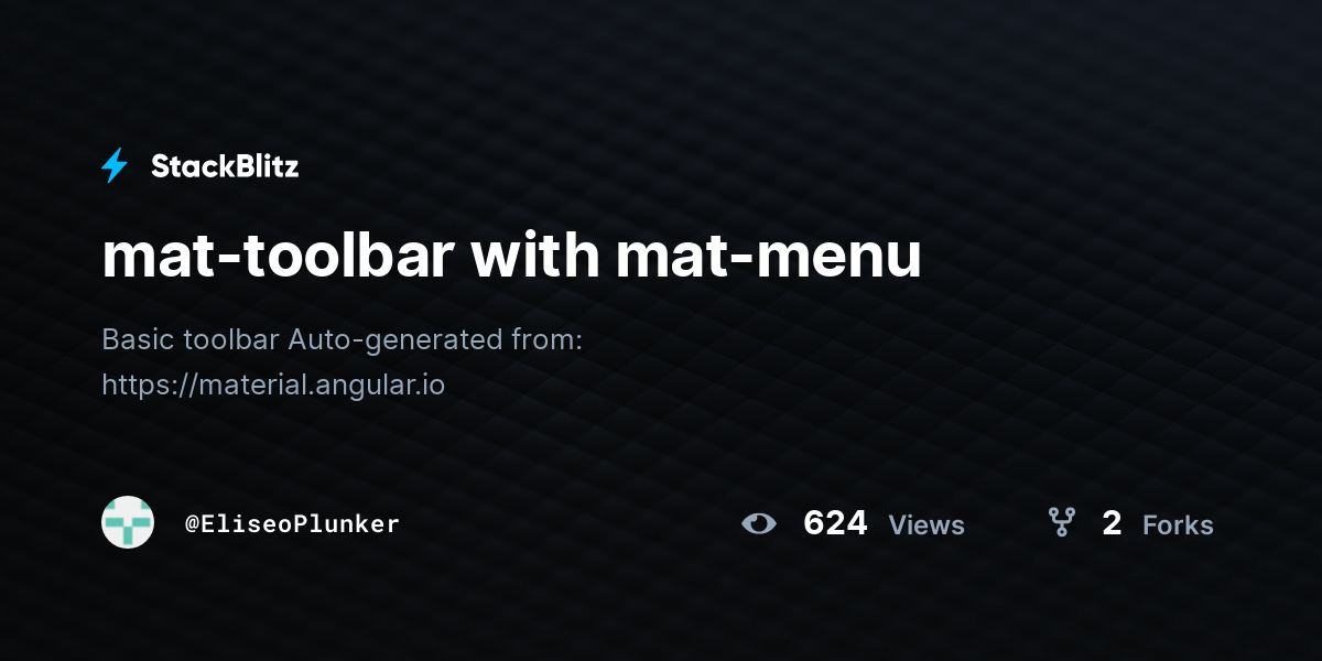 mattoolbar with matmenu StackBlitz