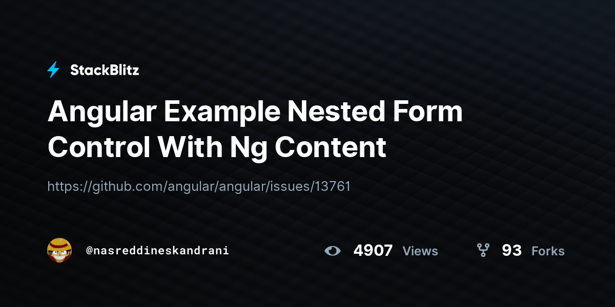 Angular Example Nested Form Control With Ng Content StackBlitz
