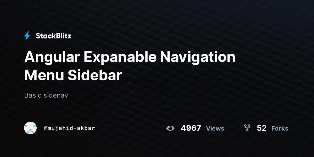 Angular Expanable Navigation Menu Sidebar StackBlitz