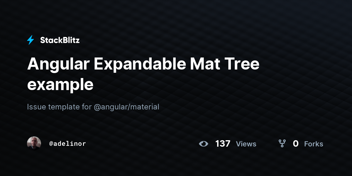 Angular Expandable Mat Tree example StackBlitz
