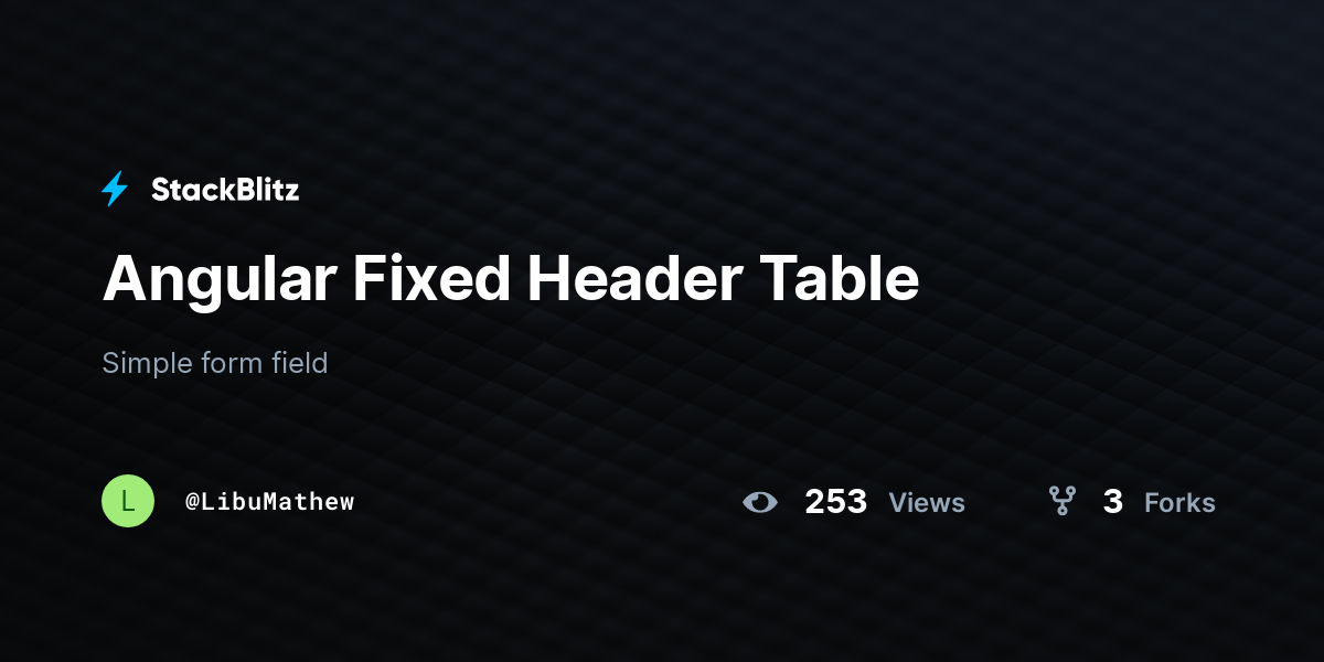 Angular Fixed Header Table StackBlitz