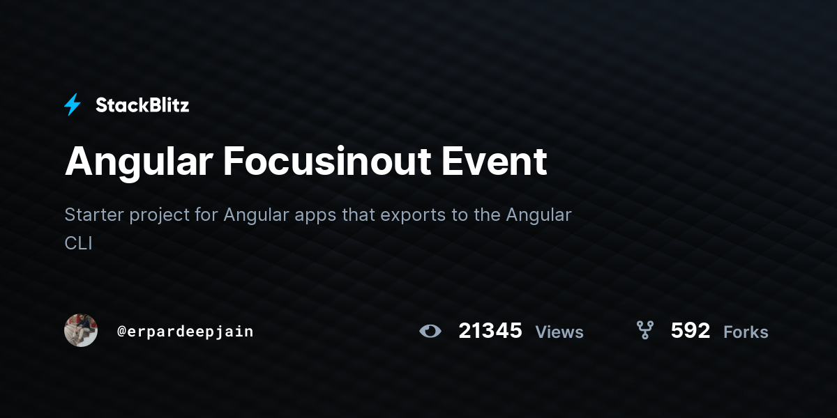Angular Focusinout Event StackBlitz