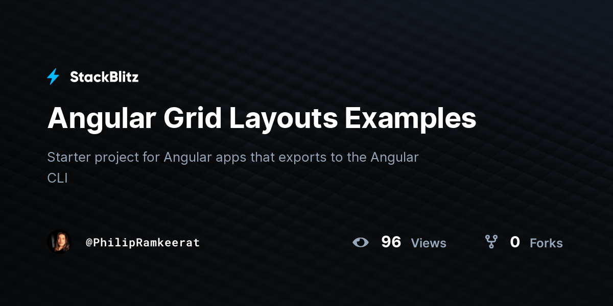 Angular Grid Layouts Examples StackBlitz