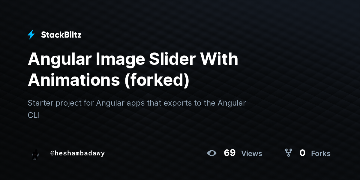 Angular Image Slider With Animations (forked) StackBlitz